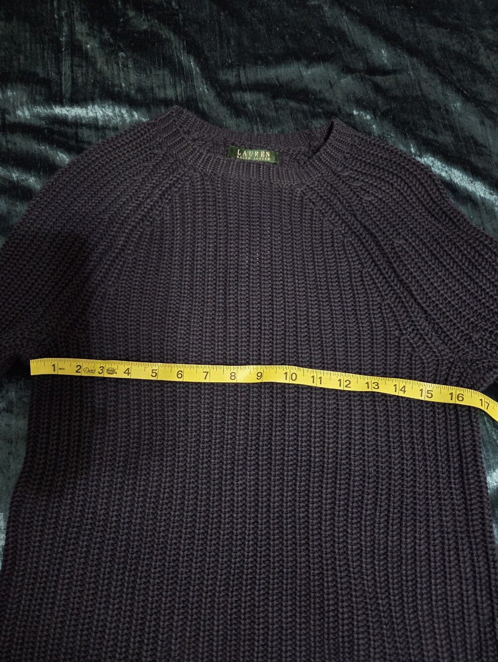 Lauren Ralph Lauren Navy Chunky Knit Cotton Sweater Quiet Luxury Preppy Coastal - Picture 3 of 4